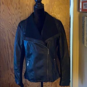 Faux leather asymmetrical zip jacket